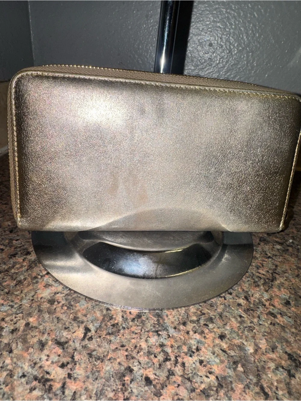Jimmy Choo Metallic Gold “CHOO” Zip long wallet Wallet